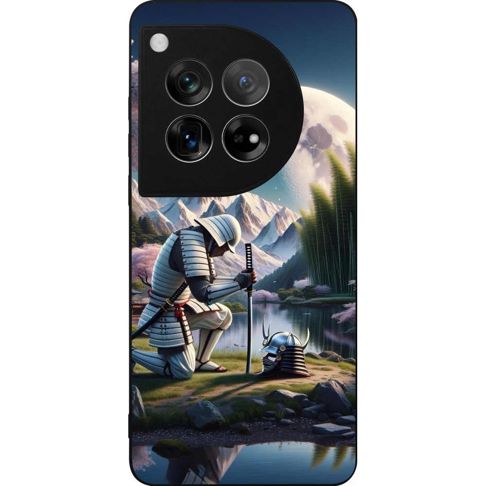 Coque OnePlus 12 - Silicone rigide noir Samurai Katana Lune