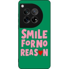 Coque OnePlus 12 - Silicone rigide noir Smile for no reason 2026