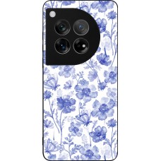 OnePlus 12 Case Hülle - Silikon schwarz Spring 23 watercolor blue flowers