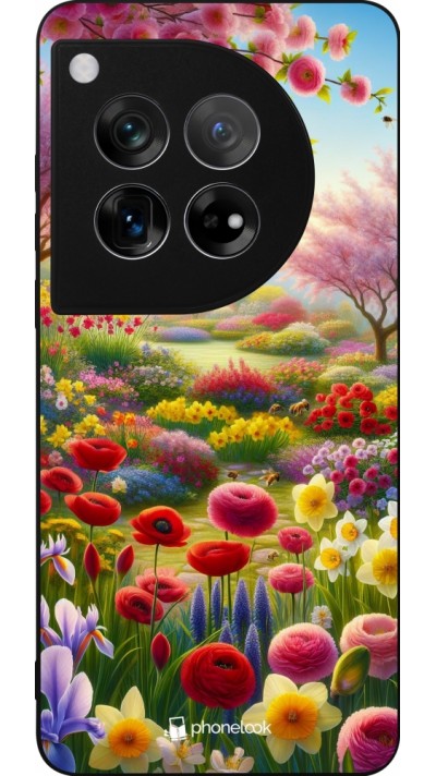 Coque OnePlus 12 - Silicone rigide noir Spring 25 Bouquet printemps