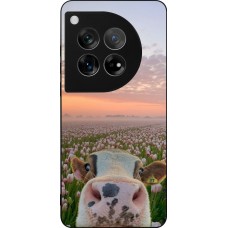 OnePlus 12 Case Hülle - Silikon schwarz Cow with tulips Spring 2026
