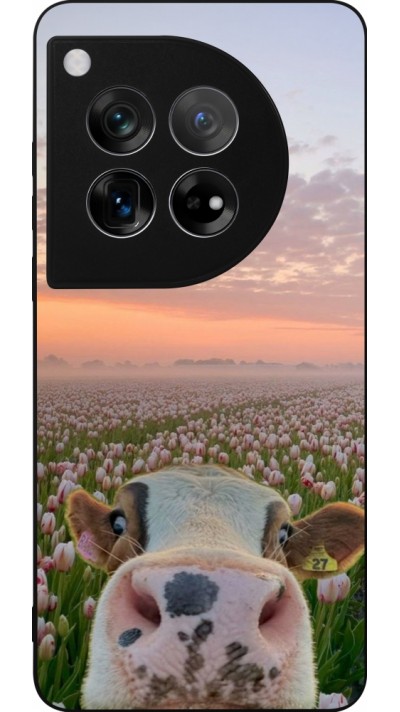 OnePlus 12 Case Hülle - Silikon schwarz Cow with tulips Spring 2026