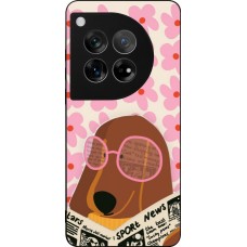 OnePlus 12 Case Hülle - Silikon schwarz Dog with newspaper Spring 2026