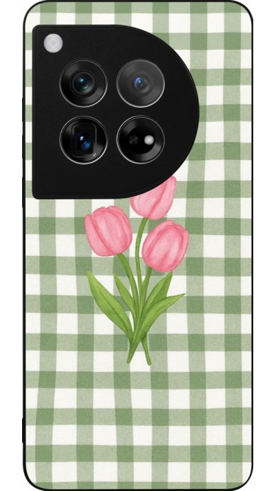 OnePlus 12 Case Hülle - Silikon schwarz Green vichy tulips Spring 2026