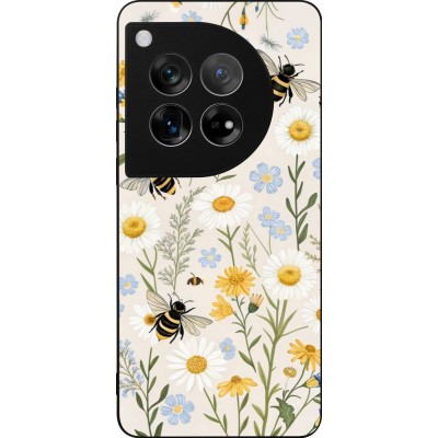 Coque OnePlus 12 - Silicone rigide noir Pattern bees Spring 2026