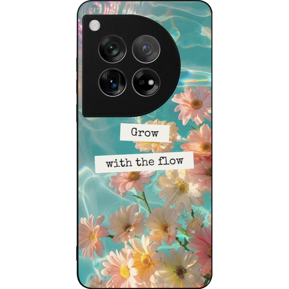 Coque OnePlus 12 - Silicone rigide noir Summer 2025 Grow with the flow