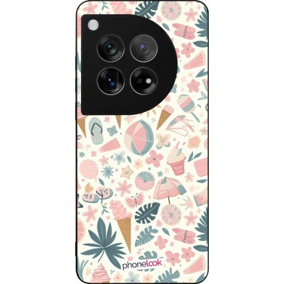 OnePlus 12 Case Hülle - Silikon schwarz Sommer Pink Muster