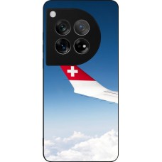Coque OnePlus 12 - Silicone rigide noir Fête Nationale Suisse Sky Swiss Flag