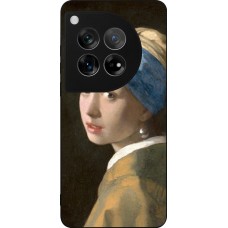 Coque OnePlus 12 - Silicone rigide noir Tableau art - La Jeune fille à la perle - Johannes Vermeer