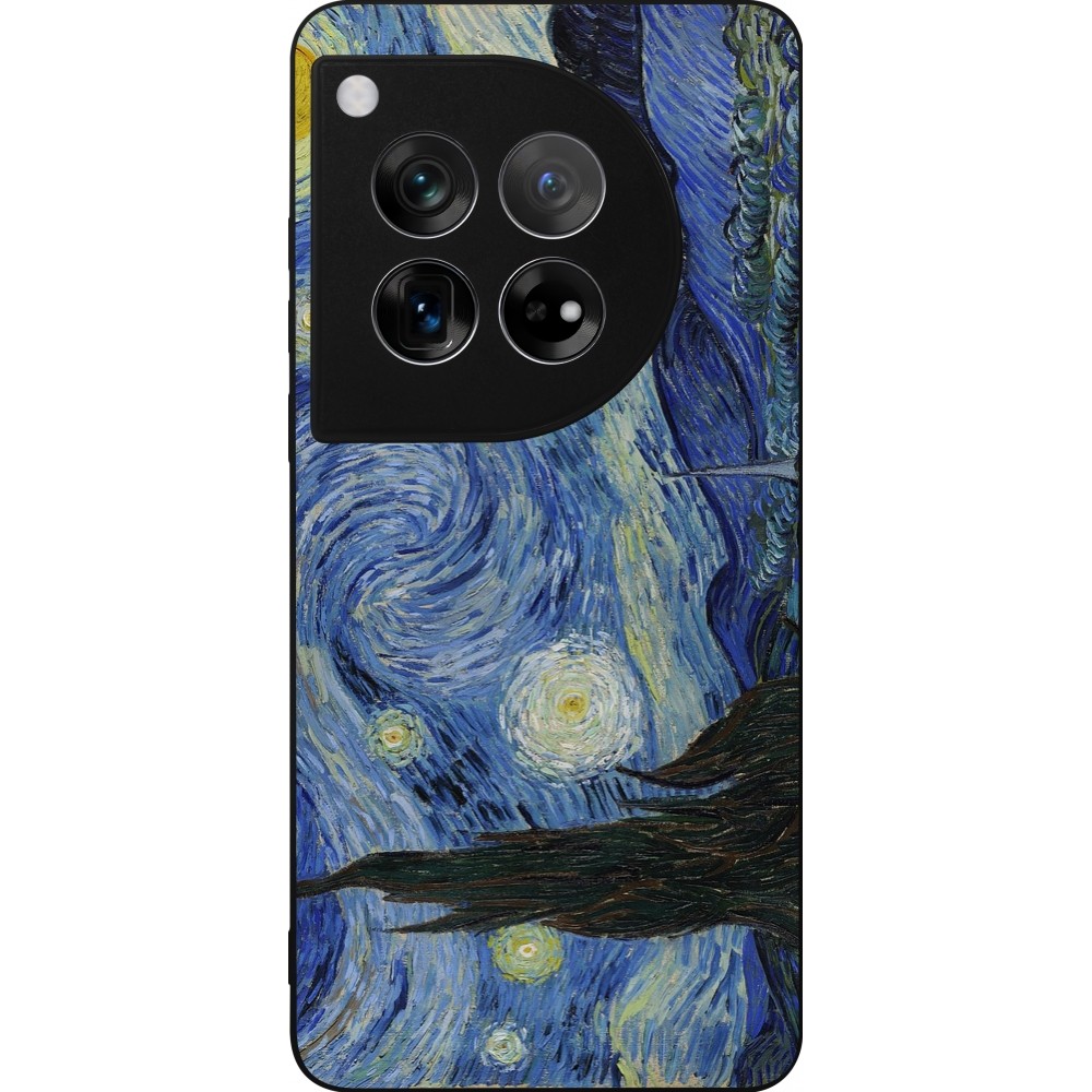 Coque OnePlus 12 - Silicone rigide noir Tableau art - La Nuit étoilée - Van Gogh