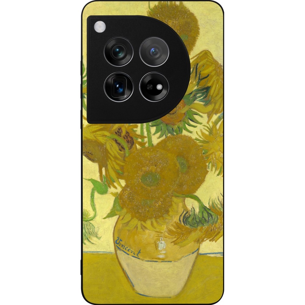 Coque OnePlus 12 - Silicone rigide noir Tableau art - Les Tournesols - Van Gogh