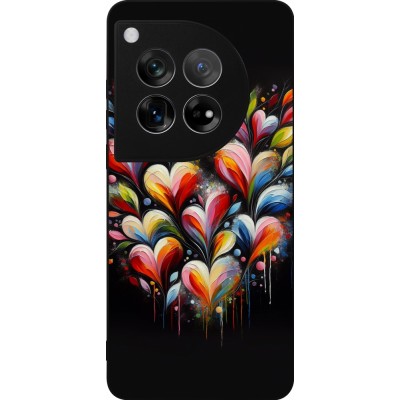 OnePlus 12 Case Hülle - Silikon schwarz Valentin 2024 Schwarzes Herz Abstrakt