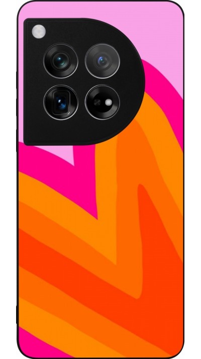 Coque OnePlus 12 - Silicone rigide noir Valentine 2024 heart gradient