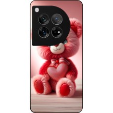 OnePlus 12 Case Hülle - Silikon schwarz Valentin 2024 Rosaroter Teddybär