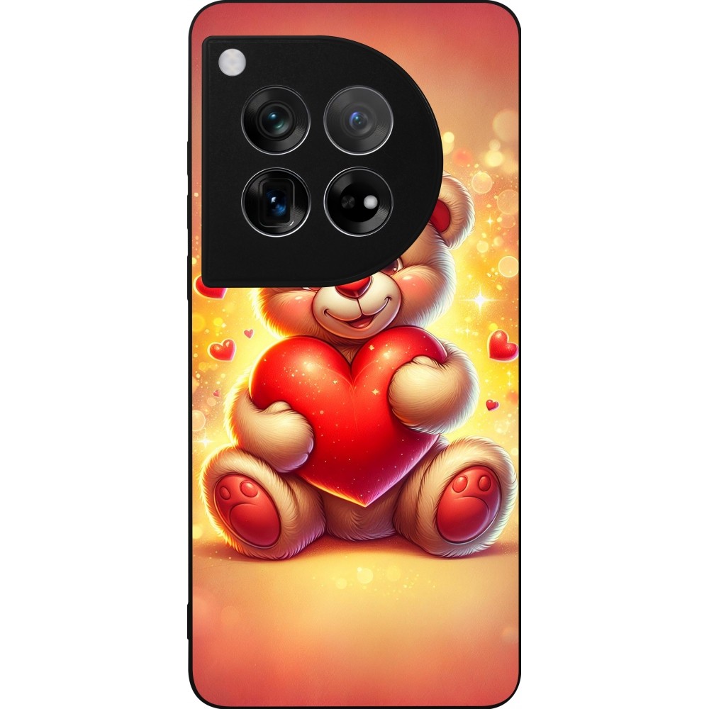 OnePlus 12 Case Hülle - Silikon schwarz Valentin 2024 Teddy Liebe