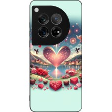 Coque OnePlus 12 - Silicone rigide noir Valentine 2025 Chic