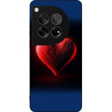 Coque OnePlus 12 - Silicone rigide noir Valentine 2025 coeur rouge