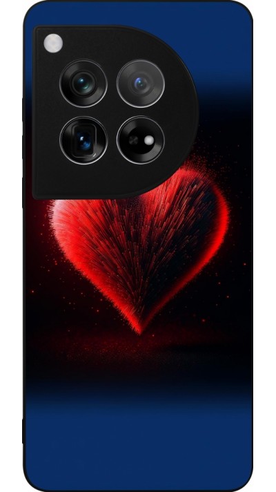 Coque OnePlus 12 - Silicone rigide noir Valentine 2025 coeur rouge