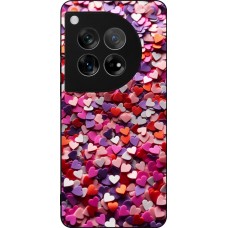 Coque OnePlus 12 - Silicone rigide noir Valentine 2025 Confetti