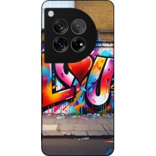 Coque OnePlus 12 - Silicone rigide noir Valentine 2025 Love U Tag