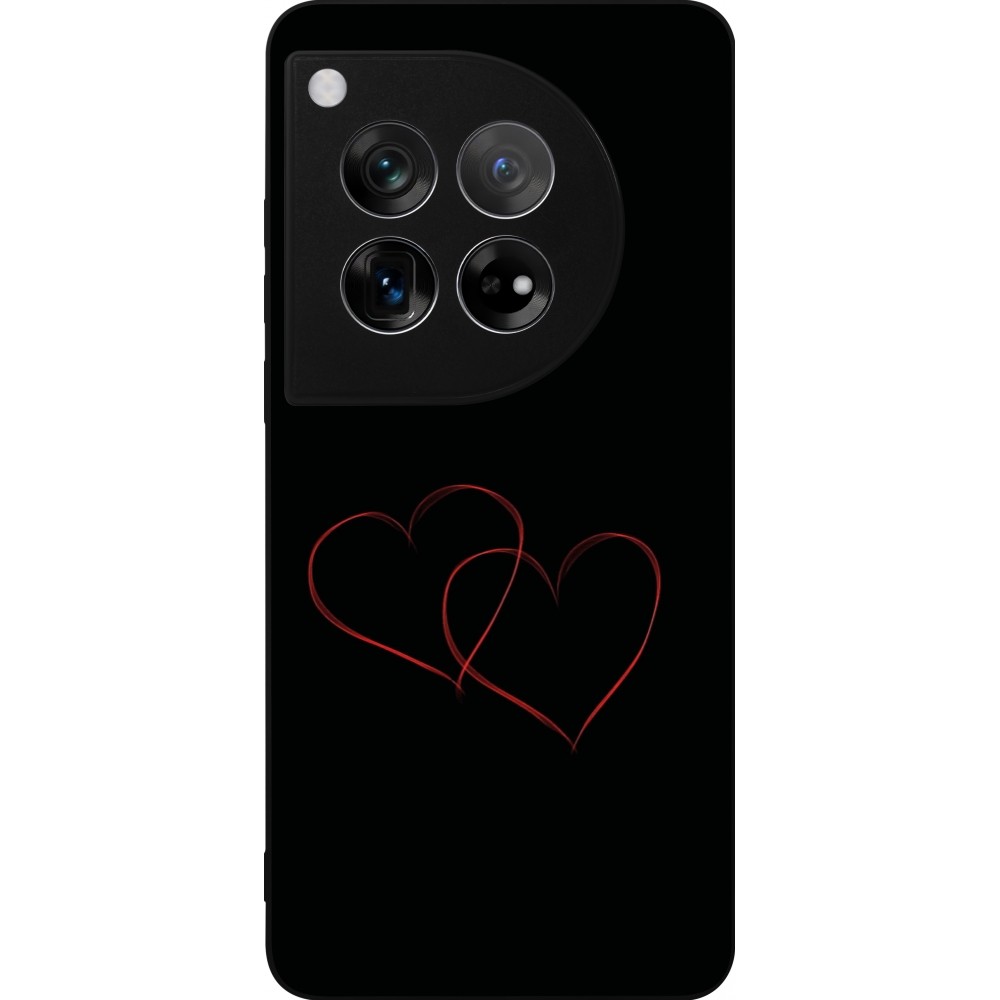 OnePlus 12 Case Hülle - Silikon schwarz Valentine 2023 attached heart