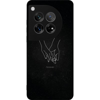 Coque OnePlus 12 - Silicone rigide noir Valentine 2023 hands forever