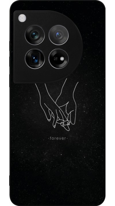Coque OnePlus 12 - Silicone rigide noir Valentine 2023 hands forever