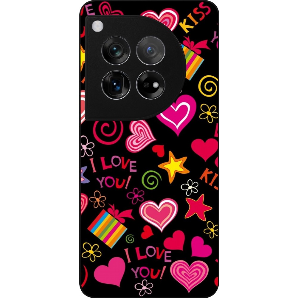 OnePlus 12 Case Hülle - Silikon schwarz Valentine 2023 love symbols