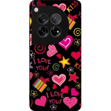 OnePlus 12 Case Hülle - Silikon schwarz Valentine 2023 love symbols