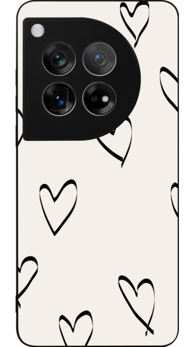 Coque OnePlus 12 - Silicone rigide noir Valentine 2023 minimalist hearts