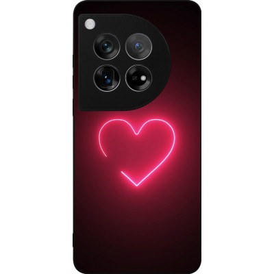 OnePlus 12 Case Hülle - Silikon schwarz Valentine 2023 single neon heart