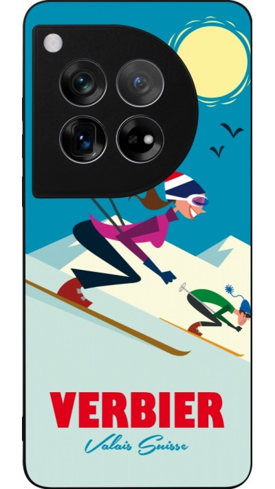 Coque OnePlus 12 - Silicone rigide noir Verbier Ski Downhill