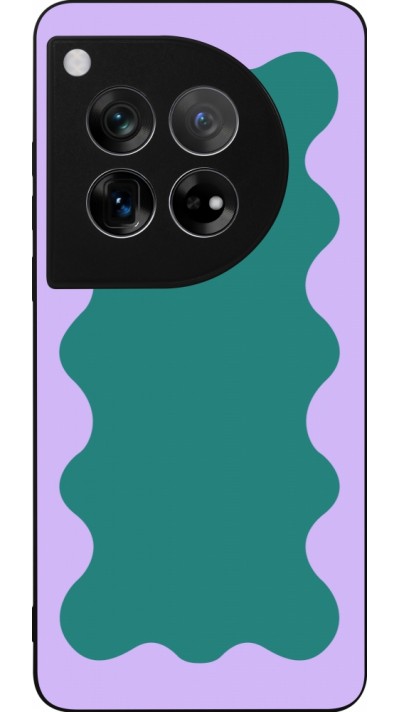 Coque OnePlus 12 - Silicone rigide noir Wavy Rectangle Green Purple