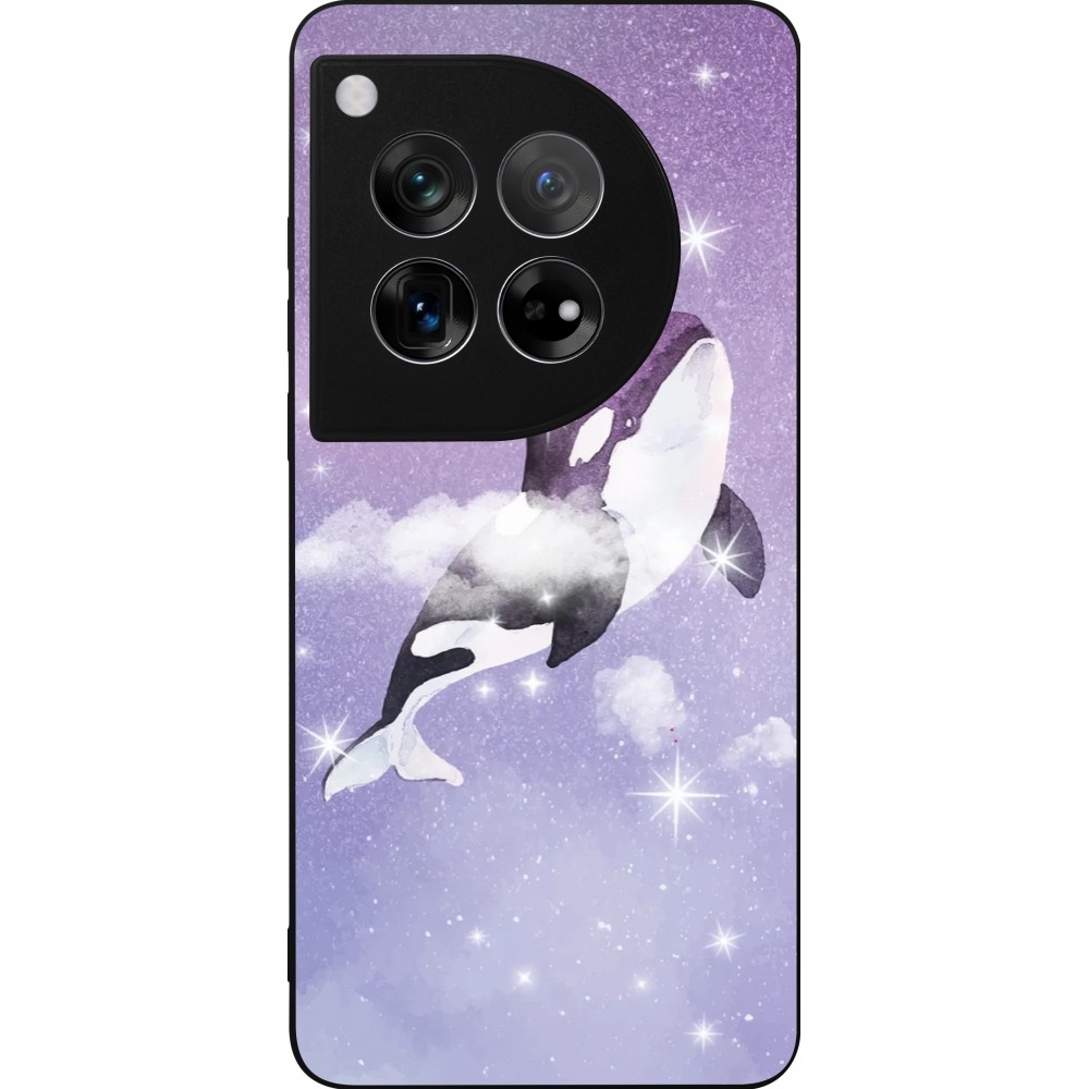OnePlus 12 Case Hülle - Silikon schwarz Whale in sparking stars