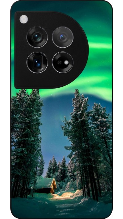 Coque OnePlus 12 - Silicone rigide noir Winter 22 Northern Lights