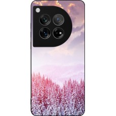 OnePlus 12 Case Hülle - Silikon schwarz Winter 22 Pink Forest