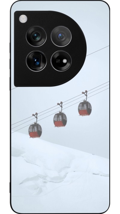 Coque OnePlus 12 - Silicone rigide noir Winter 22 ski lift
