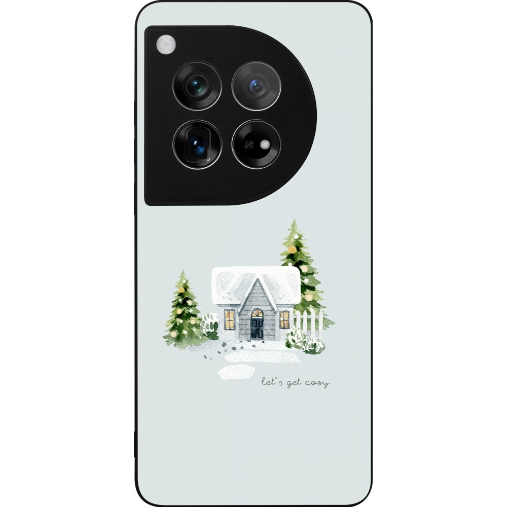 Coque OnePlus 12 - Silicone rigide noir Winter 25 Cosy House