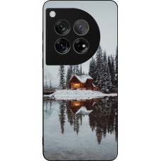 OnePlus 12 Case Hülle - Silikon schwarz Winter 25 Winter house forest afternoon