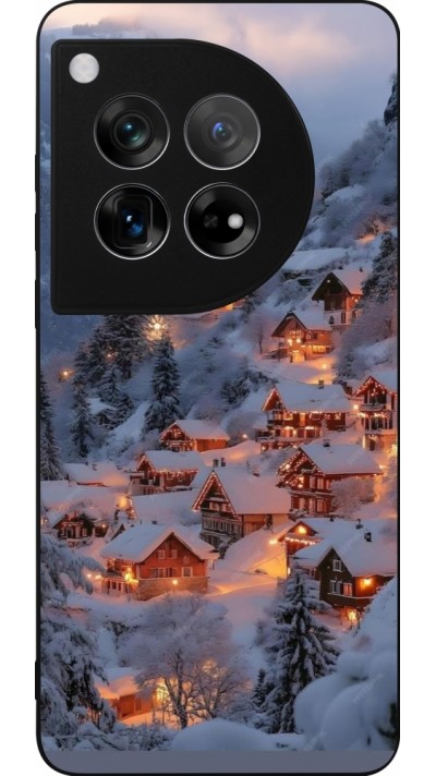 OnePlus 12 Case Hülle - Silikon schwarz Winter 25 Winter snowy village