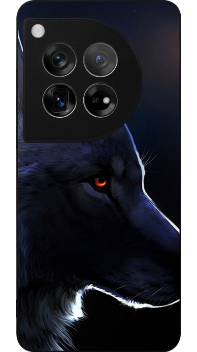 Coque OnePlus 12 - Silicone rigide noir Wolf Shape