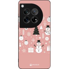 OnePlus 12 Case Hülle - Silikon schwarz Weihnachten 2024 Rose Schneemann Weihnachten