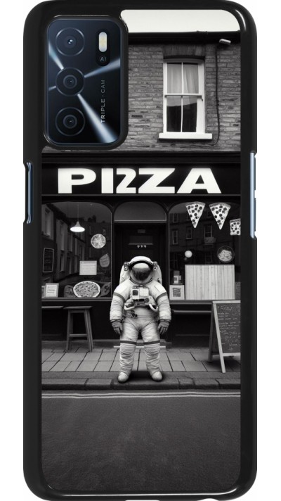 Coque OPPO A16s - Astronaute devant une Pizzeria
