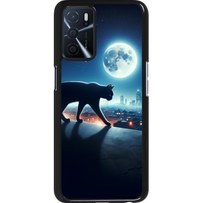 OPPO A16s Case Hülle - Schwarze Katze unter dem Vollmond