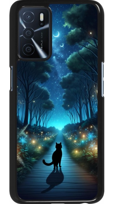 Coque OPPO A16s - Chat noir promenade