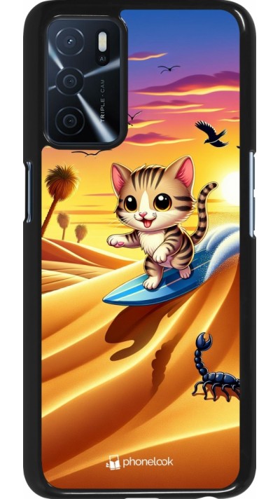 Coque OPPO A16s - Chat surfeur au soleil