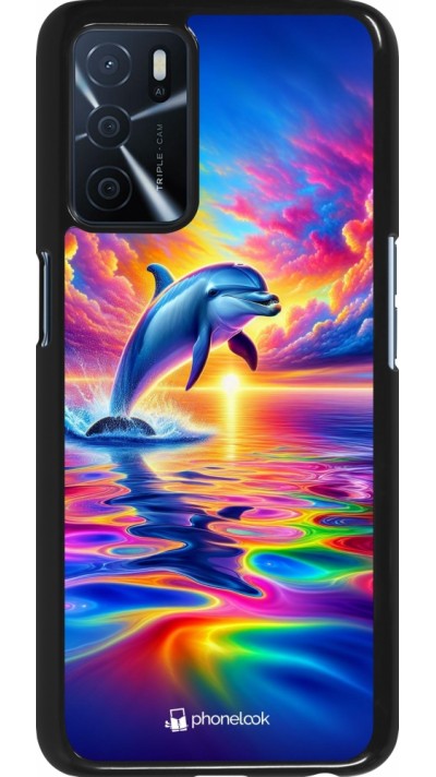 OPPO A16s Case Hülle - Glücklicher Regenbogen-Delfin