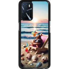 OPPO A16s Case Hülle - Kackhaufen Emoji auf Liegestuhl