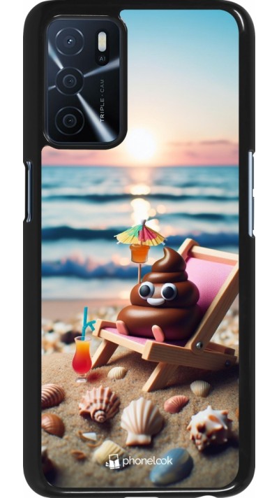 OPPO A16s Case Hülle - Kackhaufen Emoji auf Liegestuhl