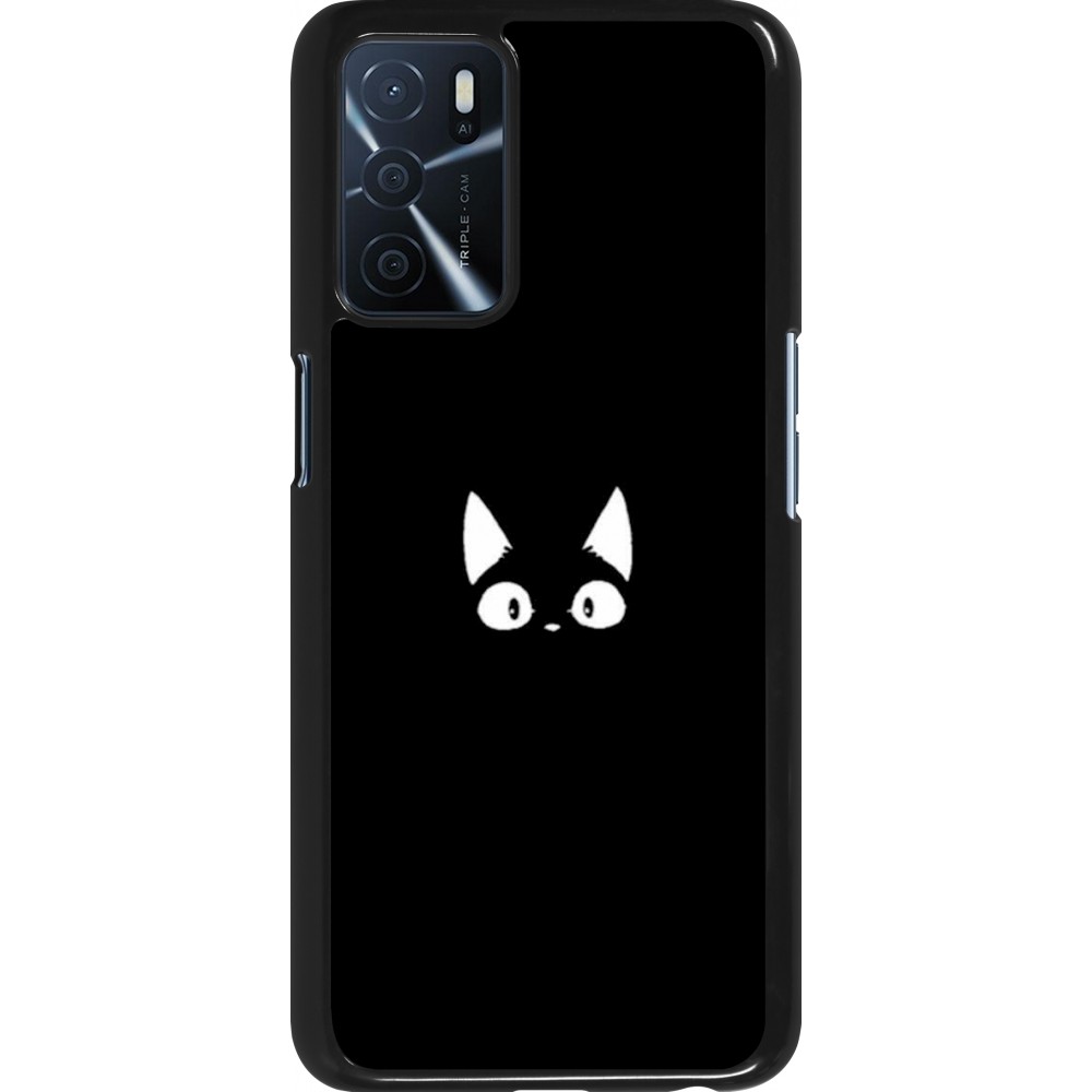 Coque Oppo A16s - Funny cat on black